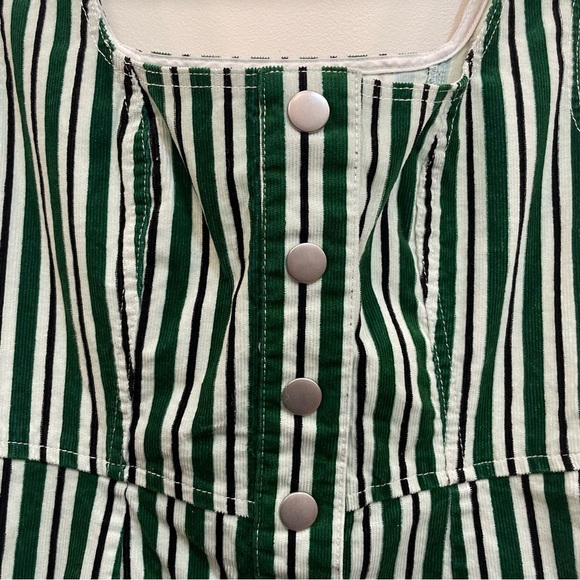Urban Outfitters UO Green & White Stripe Corduroy Button-Down Mini Dress Size 0 - Picture 9 of 12